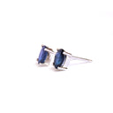18ct Oval Cut Deep Blue Sapphire White Gold Studs