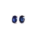 18ct Oval Cut Deep Blue Sapphire White Gold Studs