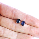 18ct Oval Cut Deep Blue Sapphire White Gold Studs