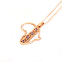 African Textile Pattern Africa Map Rose Gold Tanzanite Pendant