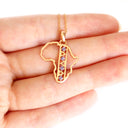 African Textile Pattern Africa Map Rose Gold Tanzanite Pendant