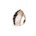 Afrogem All Black Diamond Raised Pattern Statement Ring