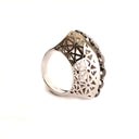Afrogem All Black Diamond Raised Pattern Statement Ring