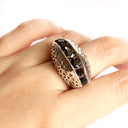 Afrogem All Black Diamond Raised Pattern Statement Ring