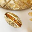 Afrogem Citrine And Diamond Raised Pattern Statement Ring in Yellow Gold