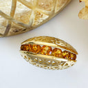 Afrogem Citrine And Diamond Raised Pattern Statement Ring in Yellow Gold