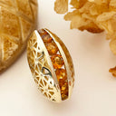 Afrogem Citrine And Diamond Raised Pattern Statement Ring in Yellow Gold