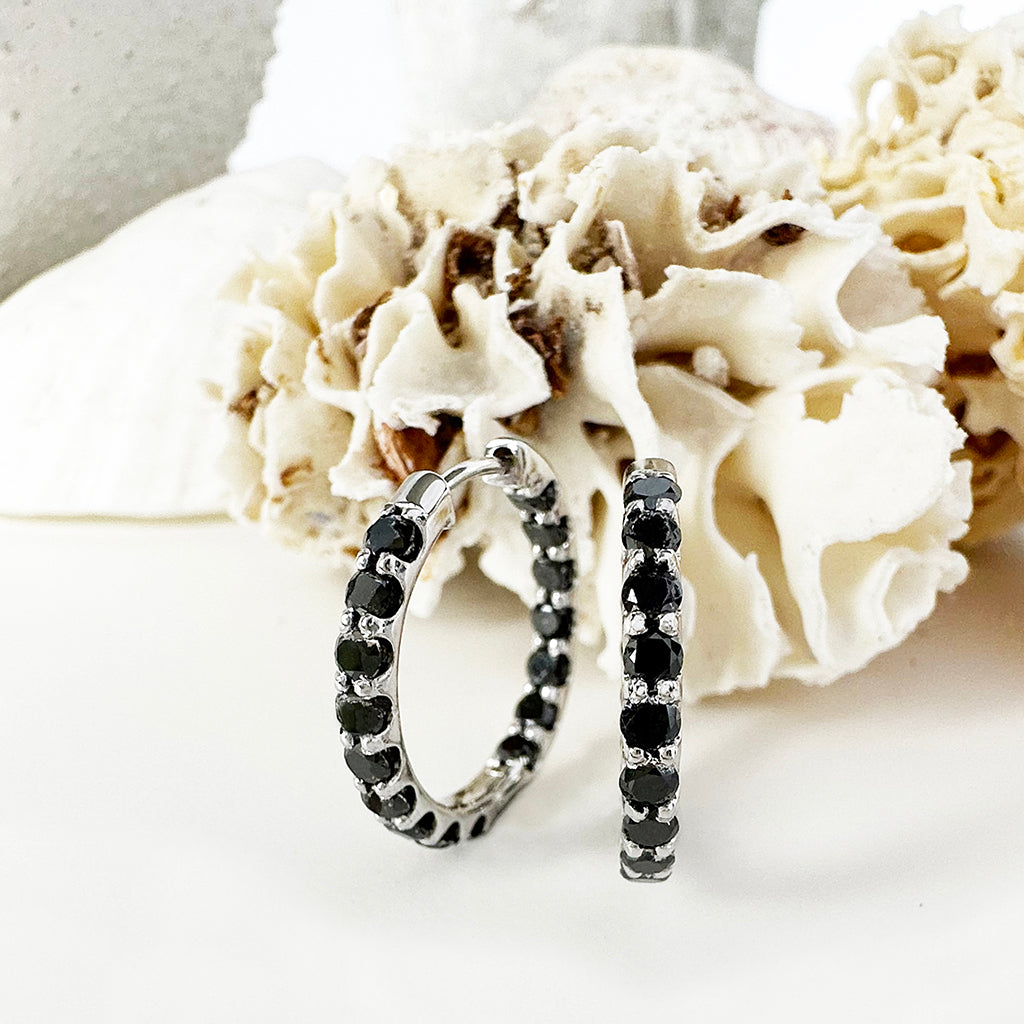 All The Black Diamonds Studded Hoops