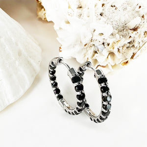 All The Black Diamonds Studded Hoops