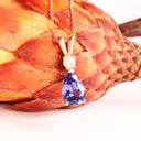 Alluring Pear Cut Tanzanite and Diamond Rose Gold Double Bale Pendant