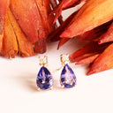 Alluring Pear Cut Tanzanite and Diamond Rose Gold Earrings