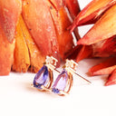Alluring Pear Cut Tanzanite and Diamond Rose Gold Earrings