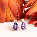 Alluring Pear Cut Tanzanite and Diamond Rose Gold Earrings