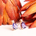 Alluring Pear Cut Tanzanite and Diamond Rose Gold Earrings