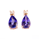 Alluring Pear Cut Tanzanite and Diamond Rose Gold Earrings