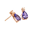 Alluring Pear Cut Tanzanite and Diamond Rose Gold Earrings