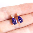 Alluring Pear Cut Tanzanite and Diamond Rose Gold Earrings