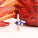 Alluring Pear Cut Tanzanite and Diamond Rose Gold Ring