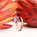 Alluring Pear Cut Tanzanite and Diamond Rose Gold Ring