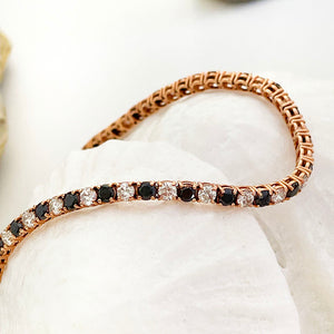 Black and White Diamond Rose Gold Tennis Bracelet