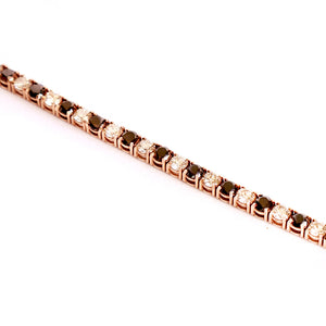Alternating Black And White Diamond Rose Gold Tennis Bracelet