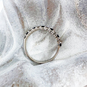 Alternating Black and White Diamond Eternity Styled White Gold Ring