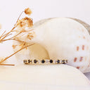 Black and White Diamond Yellow Gold Stacking Ring