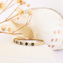 Black and White Diamond Yellow Gold Stacking Ring