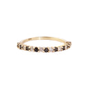 Alternating Black and White Diamond Yellow Gold Stacking Band Ring