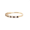 Alternating Black and White Diamond Yellow Gold Stacking Band Ring