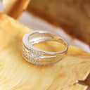 Animal Track With Diamond Border White Gold Ring