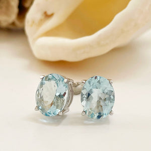 Oval Aquamarine Studs