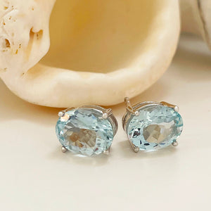 Oval Aquamarine Studs