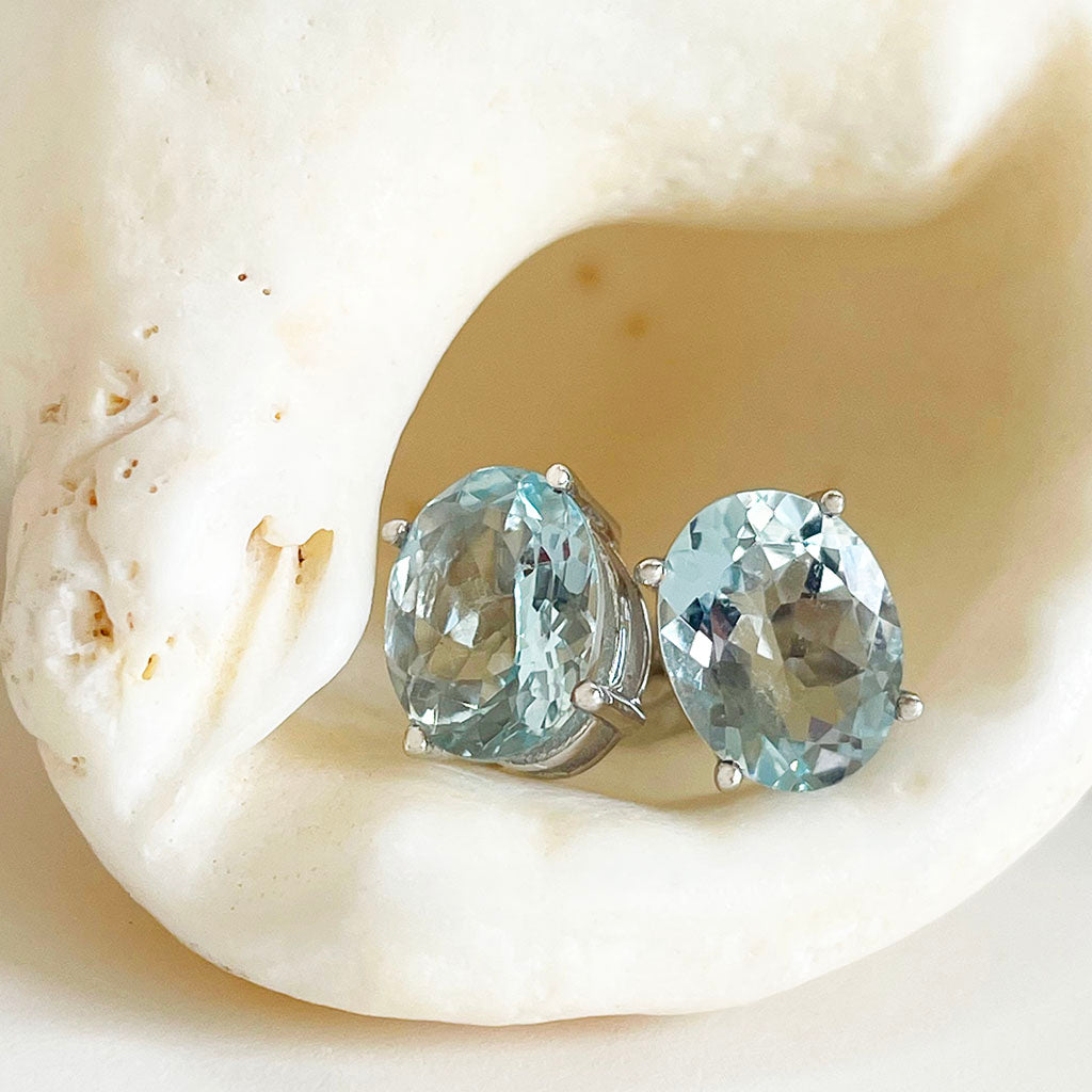 Oval Aquamarine Studs