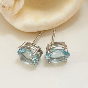 Oval Aquamarine Studs
