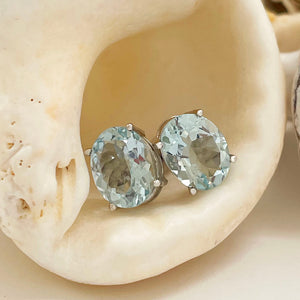 Oval Aquamarine Studs
