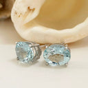 Oval Aquamarine Studs