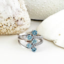 Aquamarine, Diamond and White Gold Multiband Ring