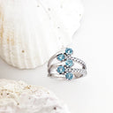 Aquamarine, Diamond and White Gold Multiband Ring