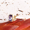 Bezel Set Cushion Cut Tanzanite Yellow Gold Ring with Diamond Accents