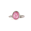 Bezel Set Silver Oval Cabochon Cut Ruby Ring
