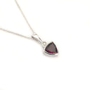 Bezel Set Trilliant Cut Grape Garnet and Diamond Pendant