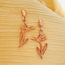 Rose Gold Bird of Paradise Drop Earrings