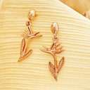 Rose Gold Bird of Paradise Drop Earrings