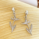 White Gold Bird of Paradise Drop Earrings
