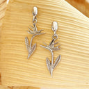 White Gold Bird of Paradise Drop Earrings
