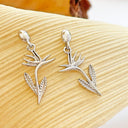 White Gold Bird of Paradise Drop Earrings