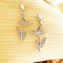 Bird of Paradise White Gold Drop Earrings
