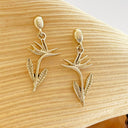 Yellow Gold Bird of Paradise Drop Earrings