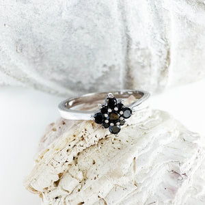 Black Diamond Floral Cluster Ring